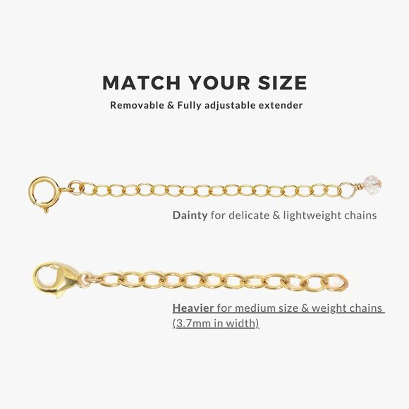 Women Men 14K Gold Filled Silver Jewelry Extender 2 4 6" Adjustable Strong Durab - Picture 4 of 6